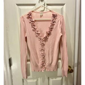 Madison Soft Pink Rosette Accent Cardigan Size Small